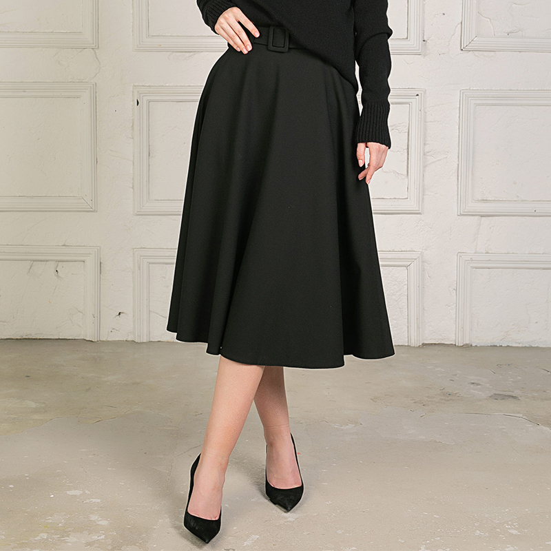 دامن نیم کلوش میدی کمربند دار(قد80)|کد9015| - تصویر 2