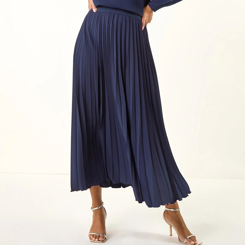 دامن پلیسه کرپ مازراتی سرمه ای