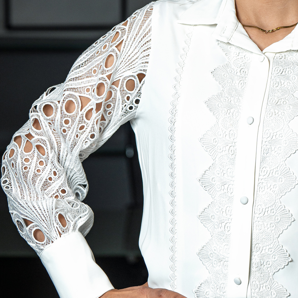 شومیز مجلسی آستین گیپور آیریس|کد10214| - تصویر 4