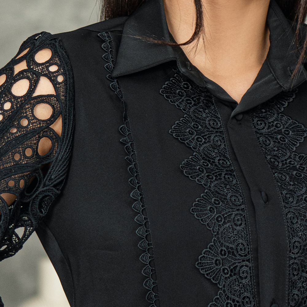 شومیز مجلسی آستین گیپور آیریس|کد10214| - تصویر 6