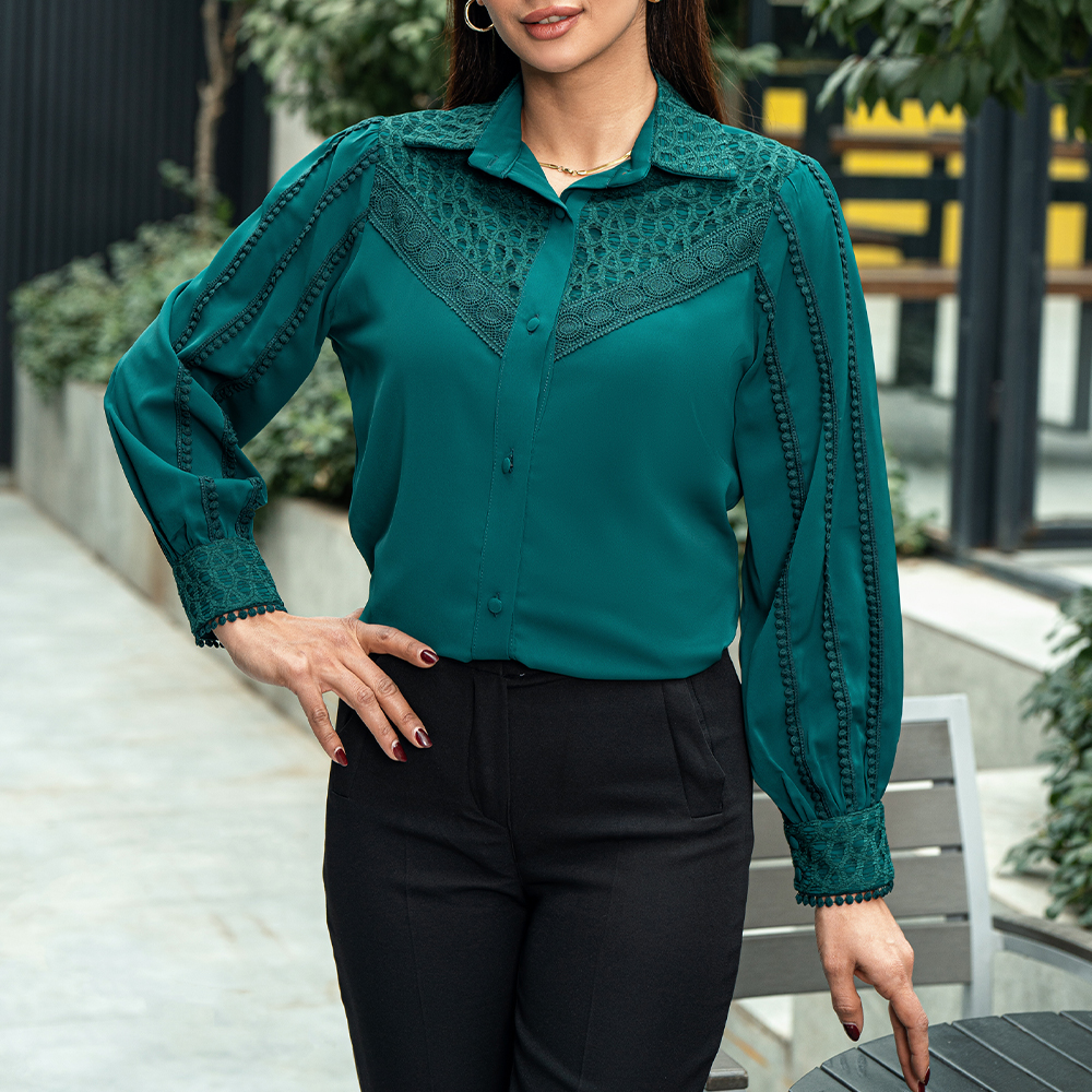 شومیز مجلسی یقه دار آیلین|کد10224| - تصویر 4