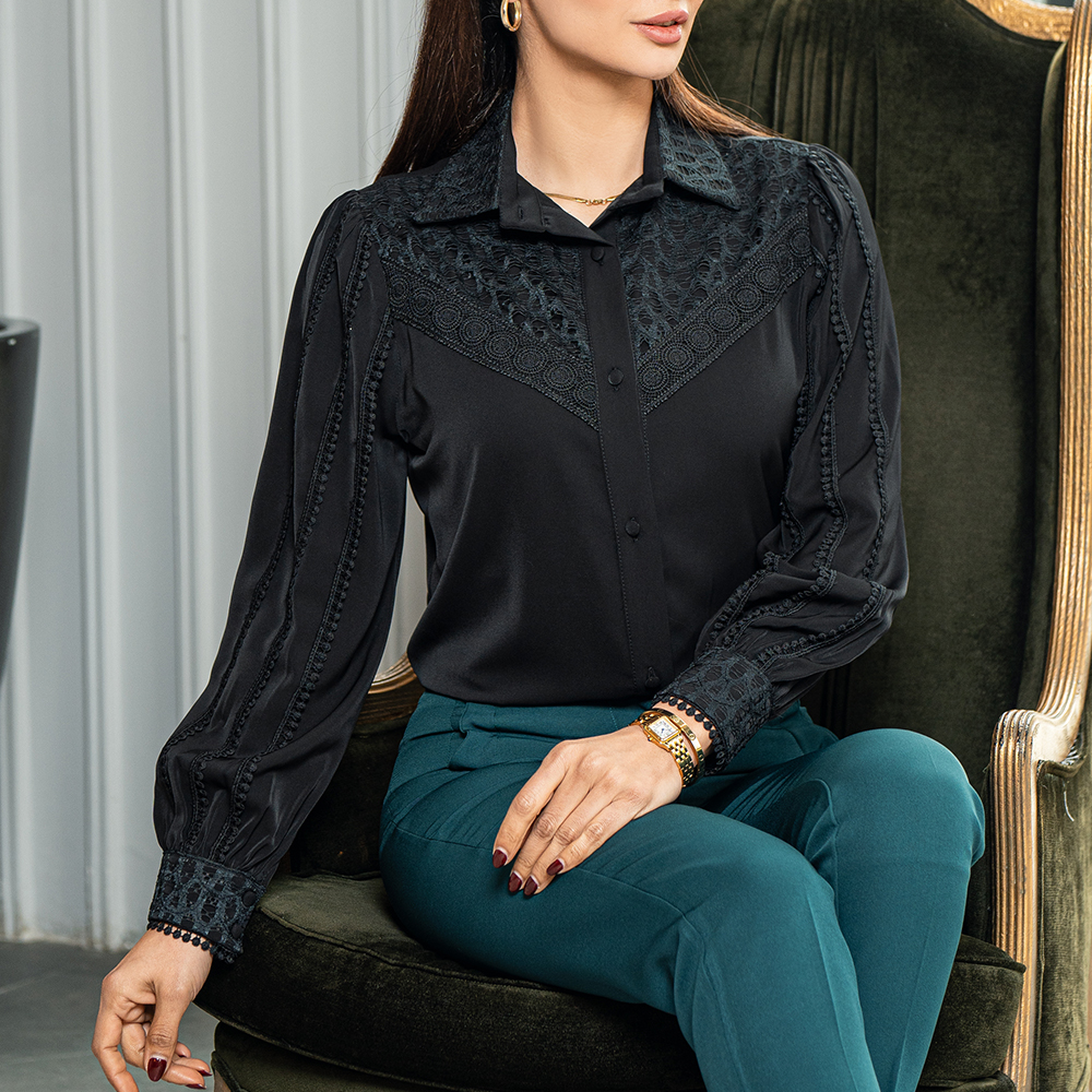 شومیز مجلسی یقه دار آیلین|کد10224| - تصویر 3