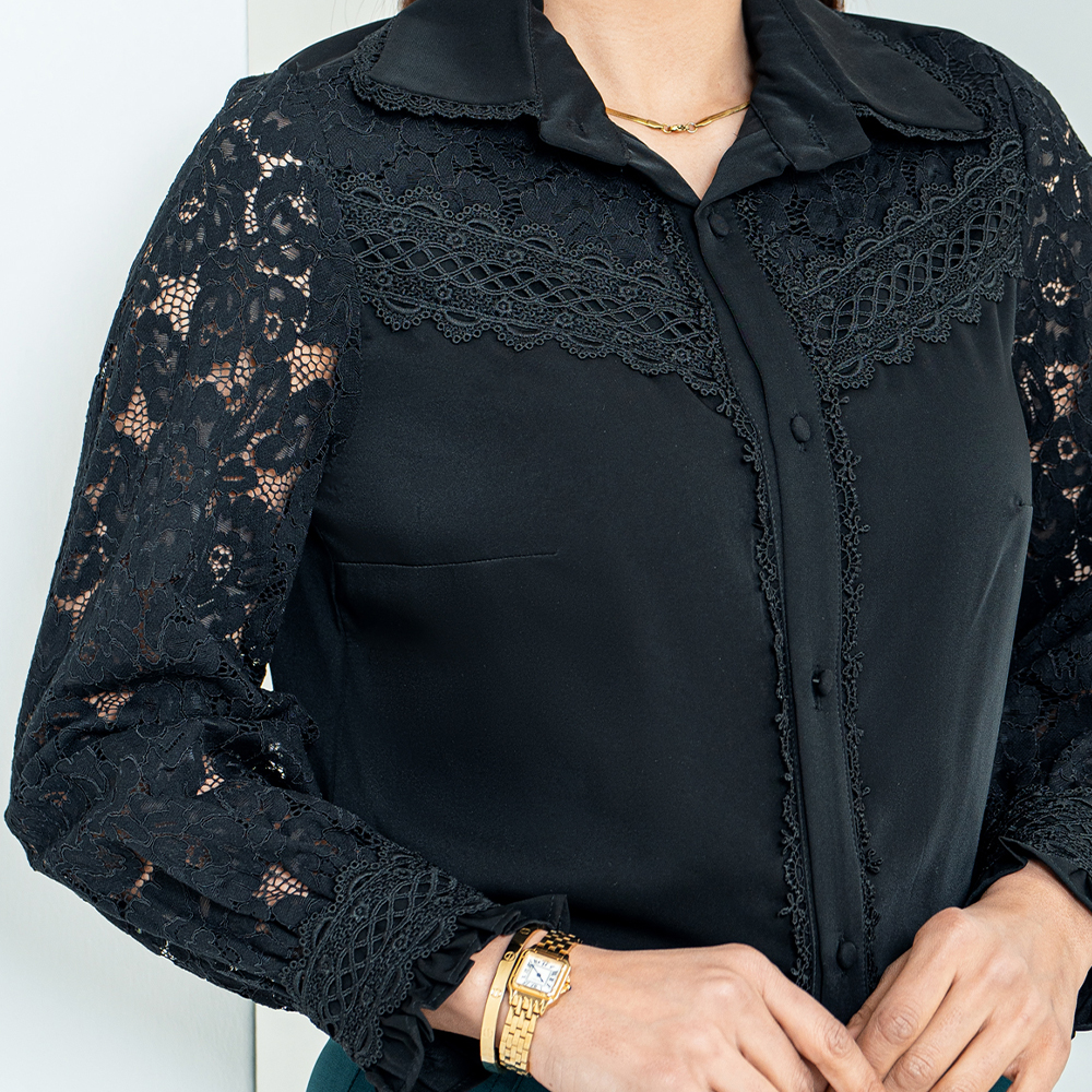 شومیز مجلسی آستین گیپور روژیا|کد10202| - تصویر 8