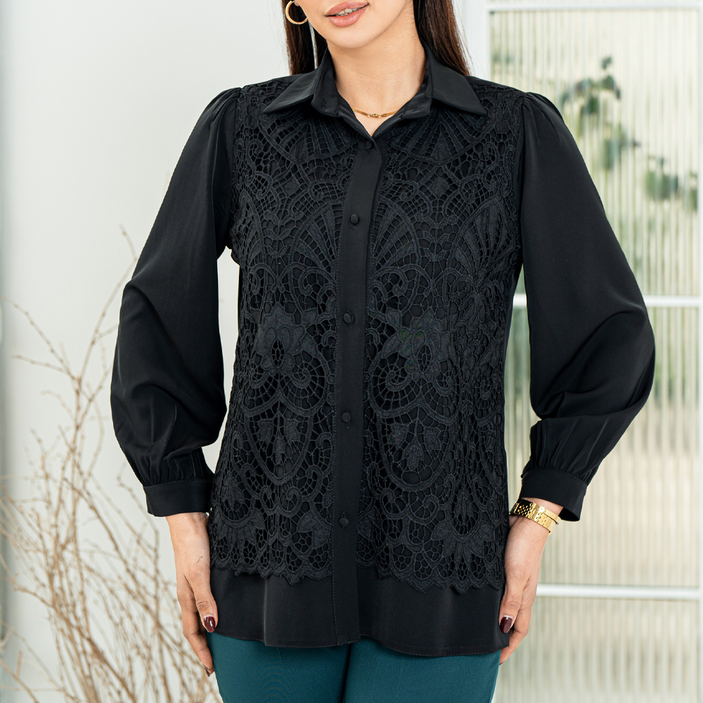 شومیز مجلسی تمام گیپور ملودی|کد10208| - تصویر 2