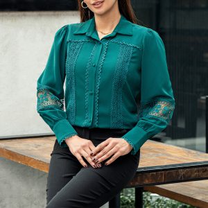 شومیز مجلسی یقه دار نگین